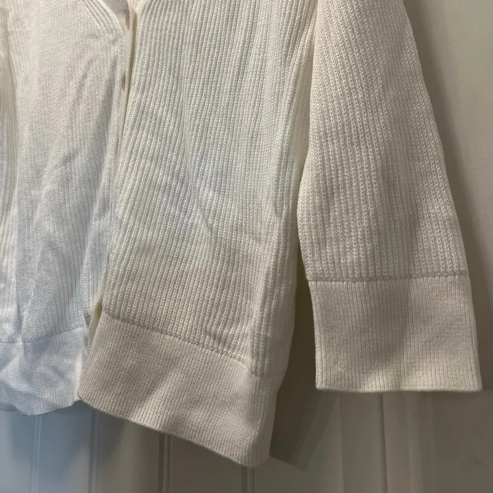 Banana Republic Women’s V-Neck Button Front Ribbed Cardigan Sweater Size S Cream